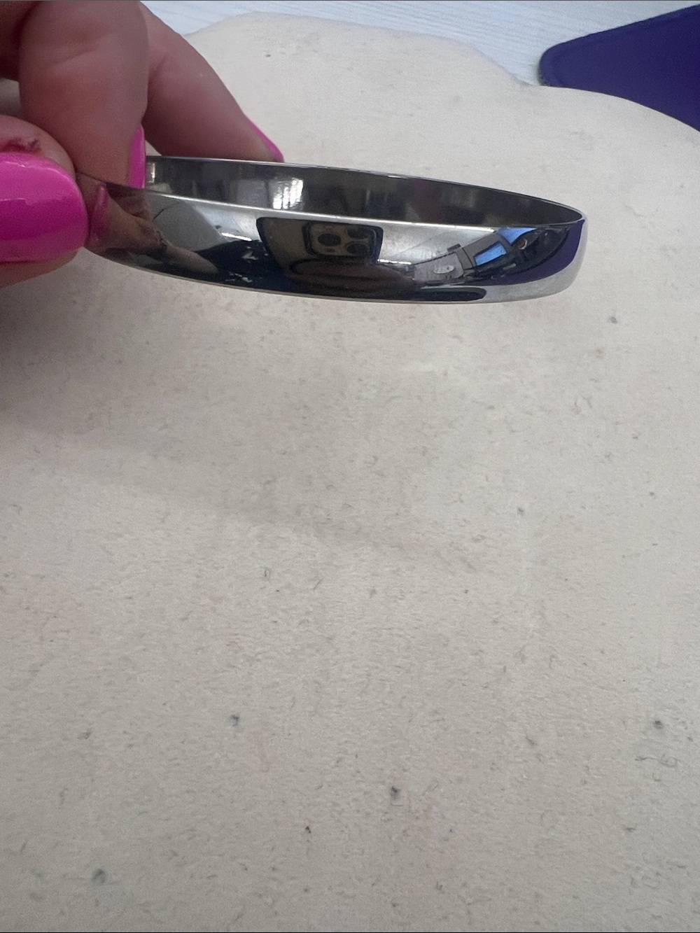 Polished Silver-tone Metal Bangle Bracelet